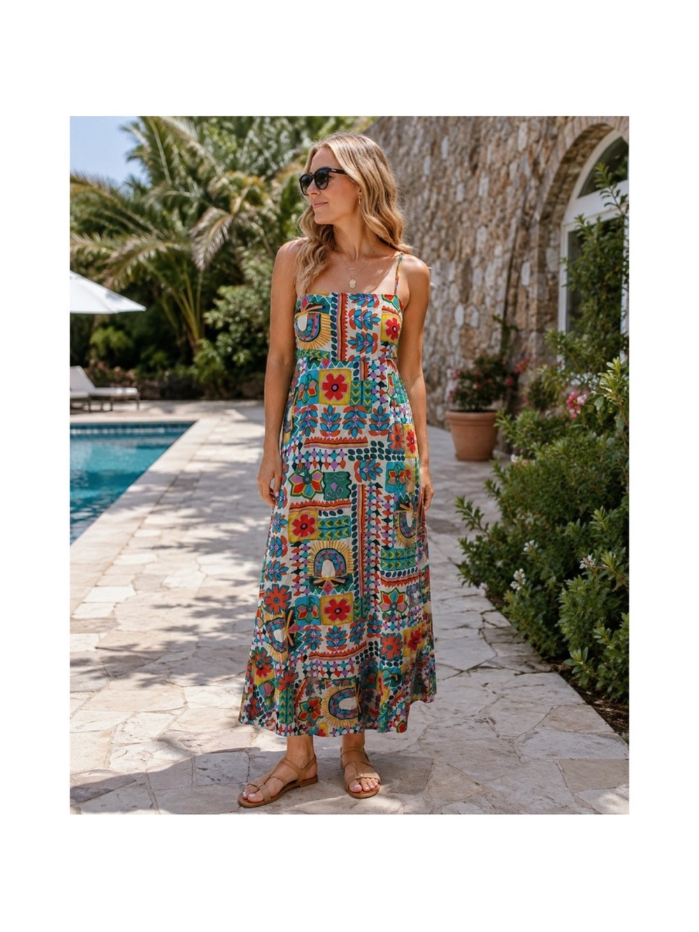 PAPER HEART Anthropologie ELORA Aztec Sunrise Dress Size Large